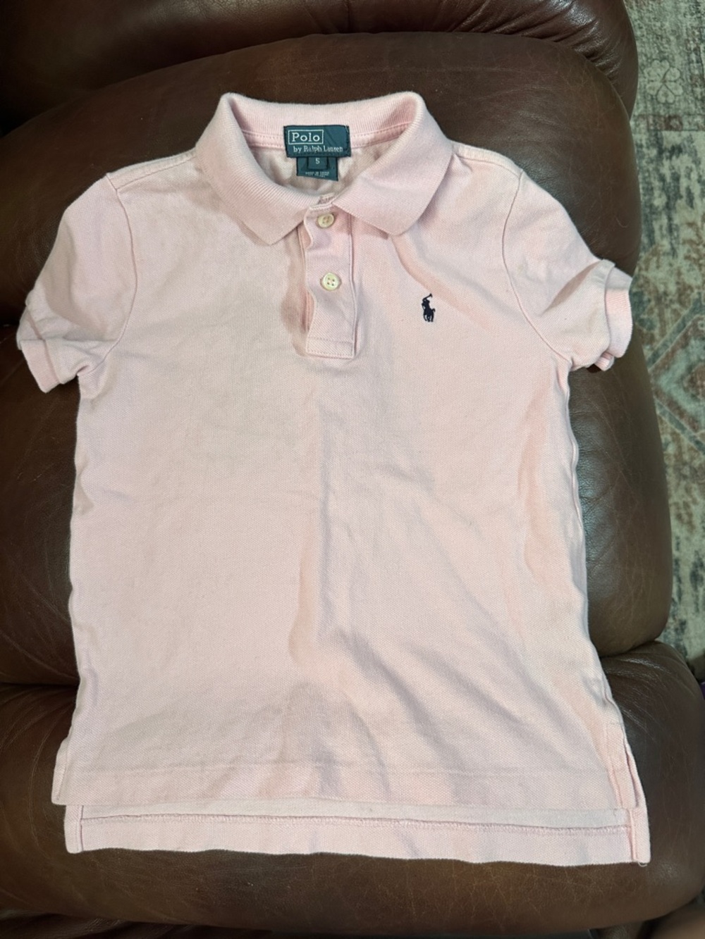 Ralph Lauren Kids Light Pink Polo Shirt with Navy Pony